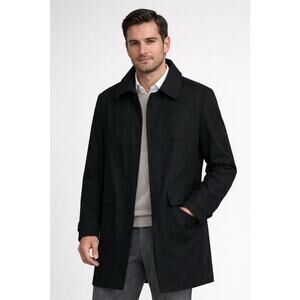 GAP Men Wool Trench Coat XXL Black Overcoat Quiet Luxury Capsule Business Office